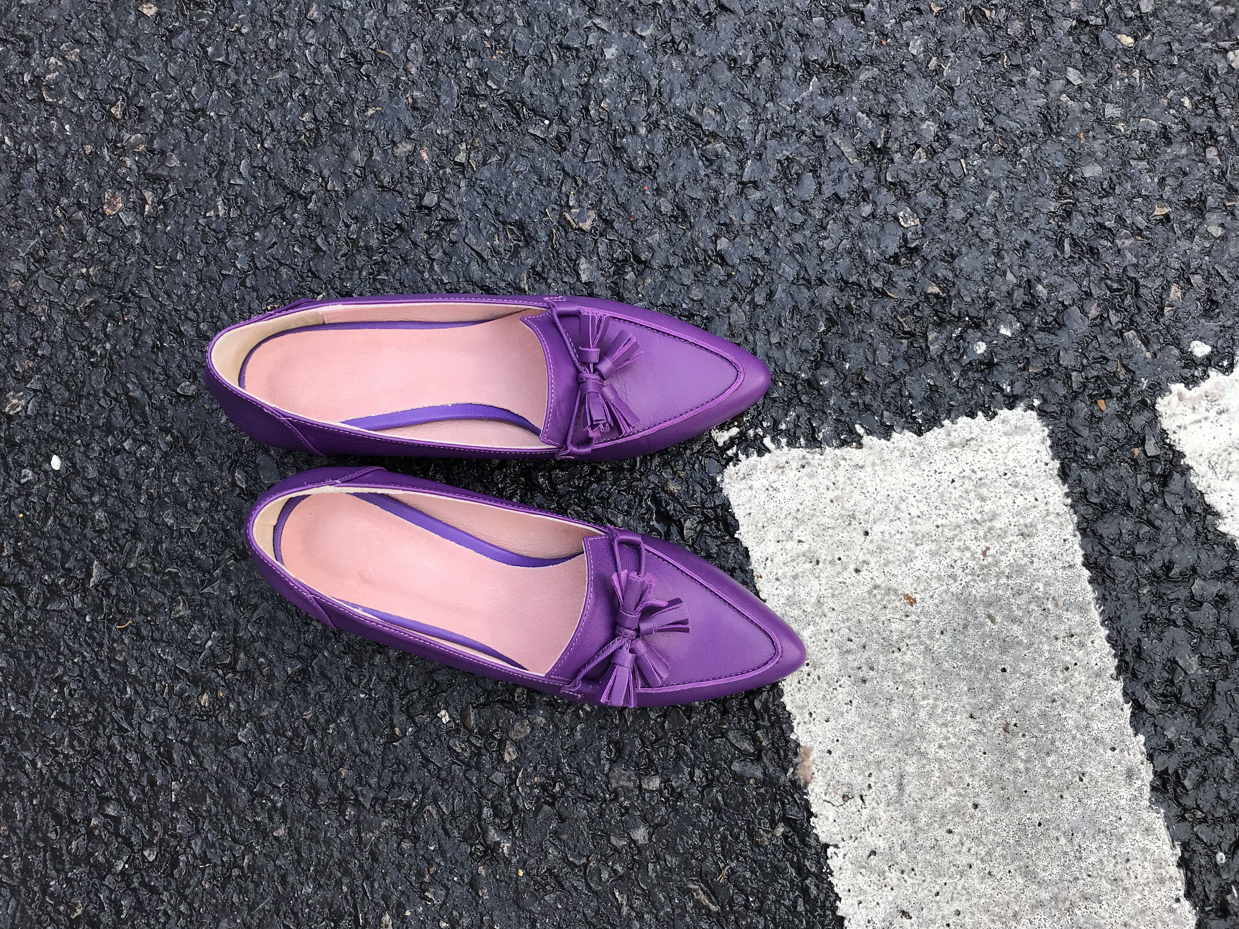 Purple Tester Ribbon Loafers Mid-Hill Pumps Women&