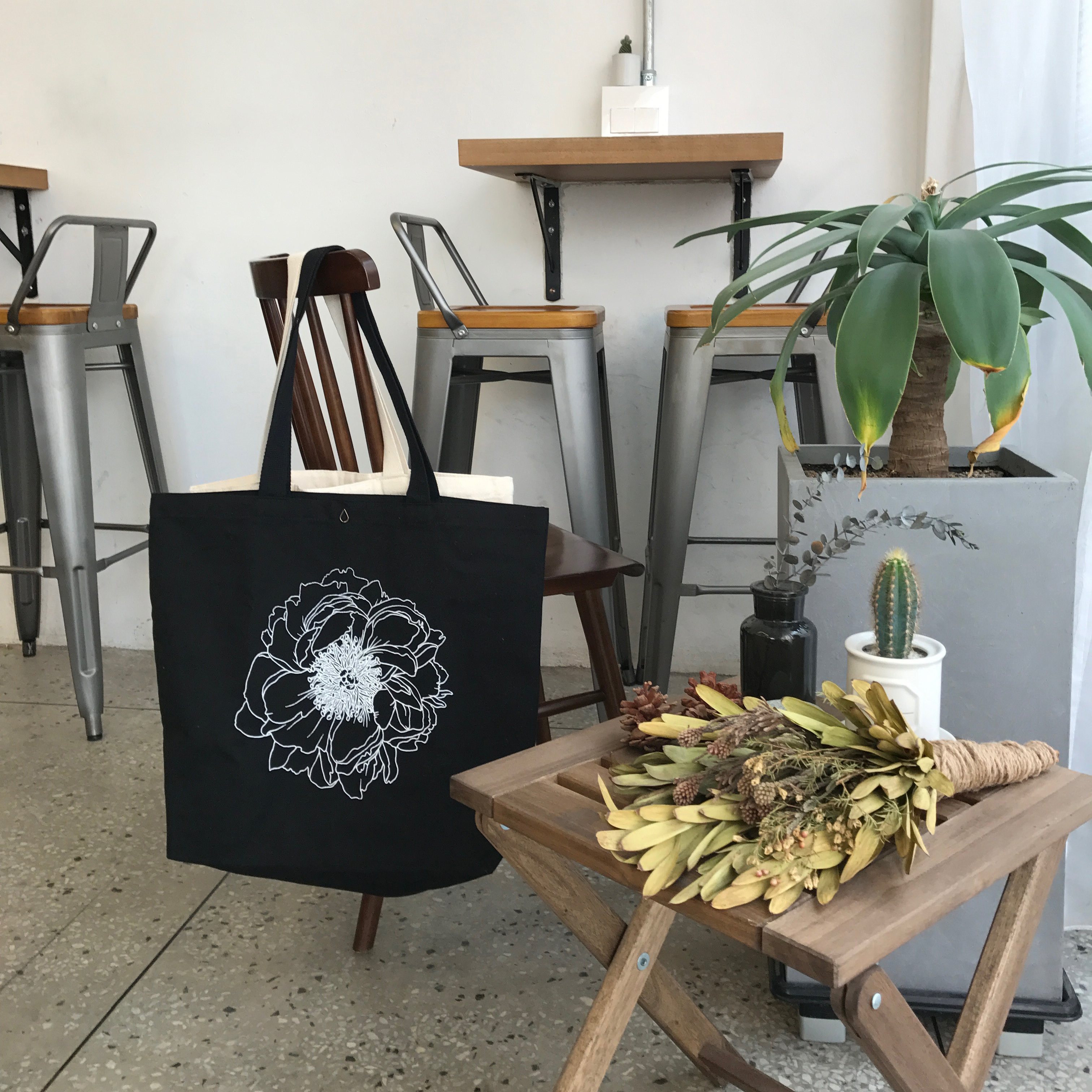 Flower Eco Bag Basic style Modern canvas bag Stron