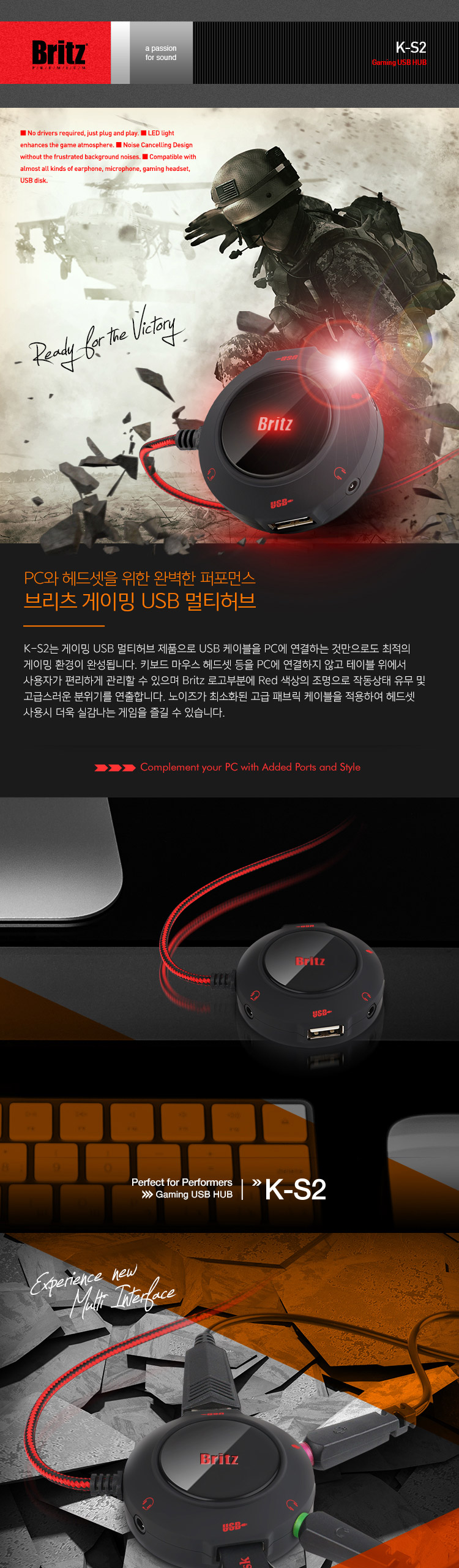 Burritz Gaming Multi Hub Audio Headset Connect USB