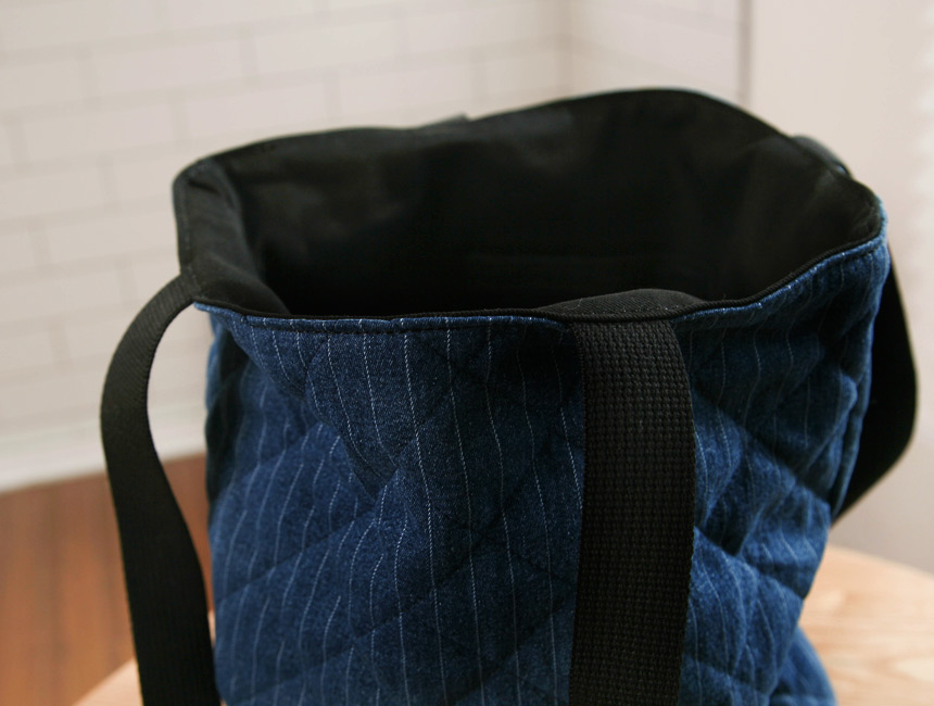 Denim Quilted Stripe Eco Bag Shoulder Bag Durable 