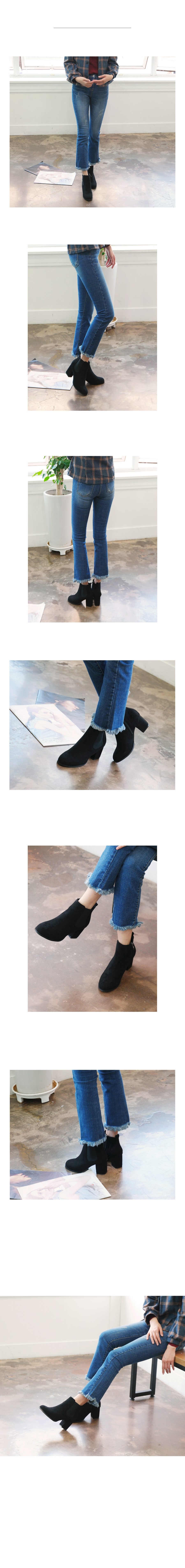 Suede Bending Angle Boots Heel 7cm Ankle Middle He