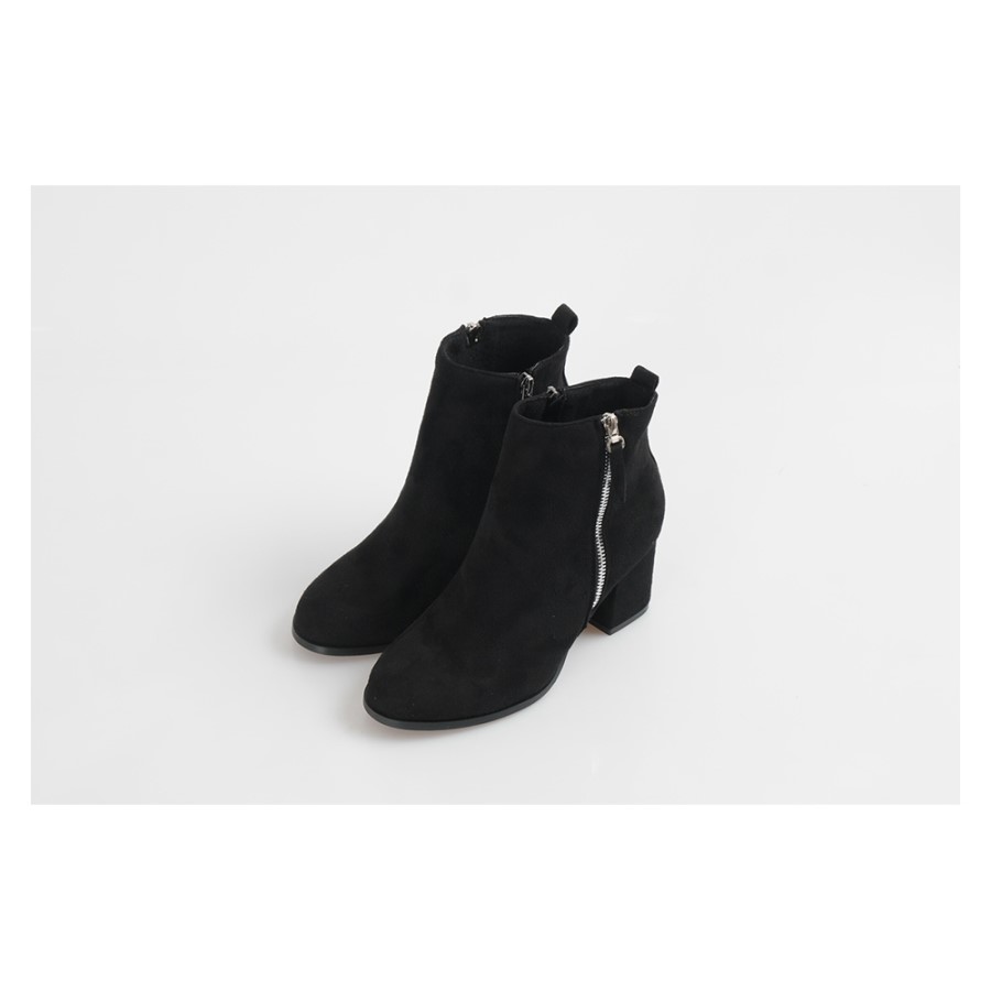 Suede side zipper Angle boots Heel 7cm Ankle middl