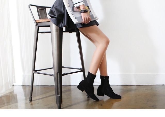 Suede Span Angle Boots Women's Shoes