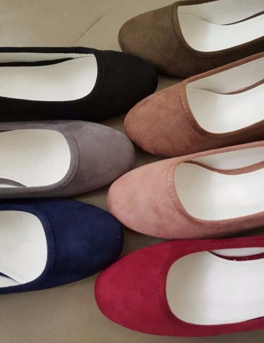 Mourning Suede Middle Heel Pumps 4cm Tongue Women 