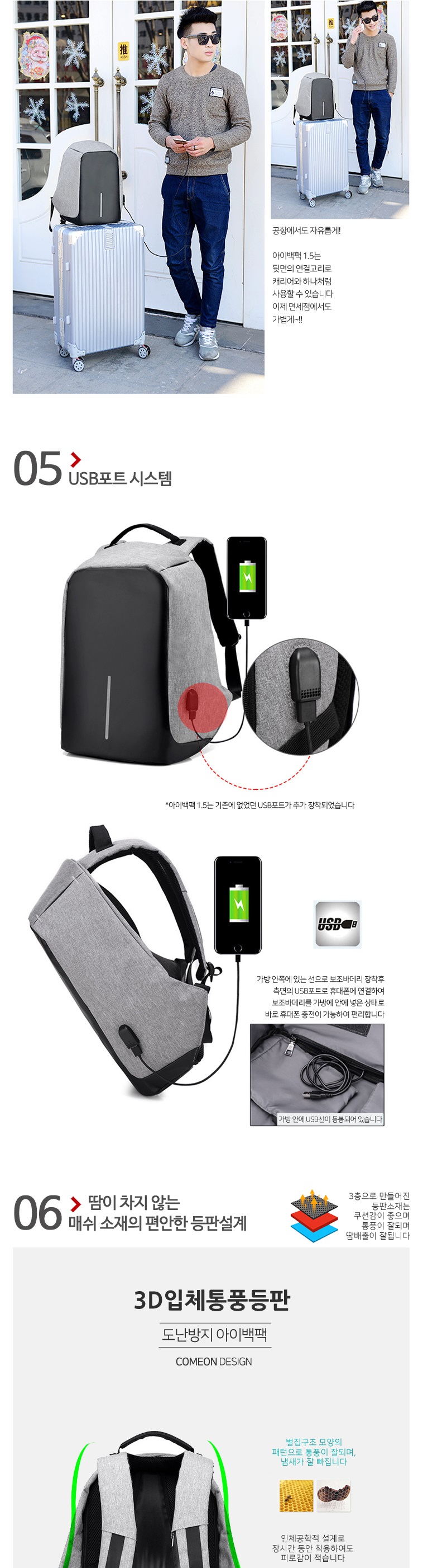 Carrier Bags Antitheft Backpack 3color Travel Assi