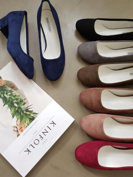 Mourning Suede Middle Heel Pumps 4cm Tongue Women 