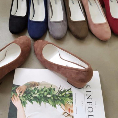 Mourning Suede Middle Heel Pumps 4cm Tongue Women 