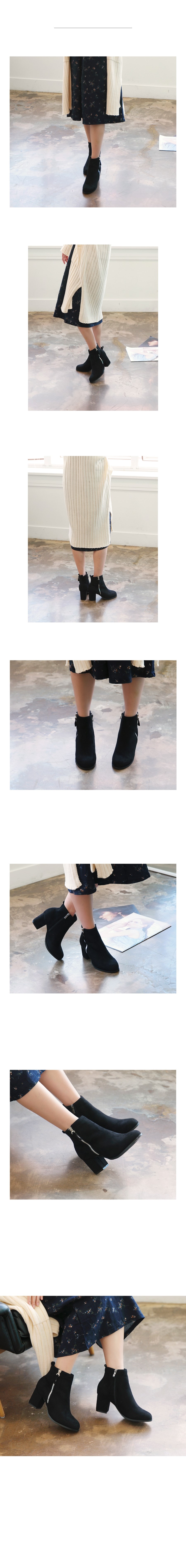 Suede side zipper Angle boots Heel 7cm Ankle middl