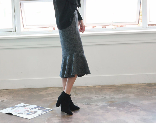 RN 7179 Suede high heel ankle boots A woman in her