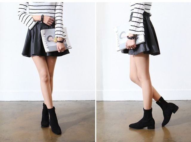 Suede Span Angle Boots Women's Shoes