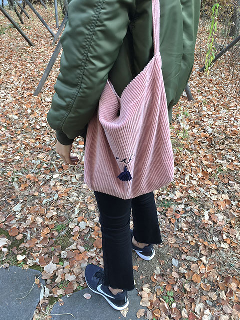 Cute shoulder bag casual college student corduroy 