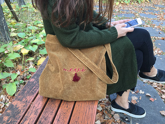 Cute shoulder bag casual college student corduroy 