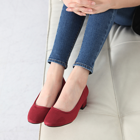 Mourning Suede Middle Heel Pumps 4cm Tongue Women 