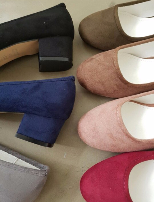 Mourning Suede Middle Heel Pumps 4cm Tongue Women 