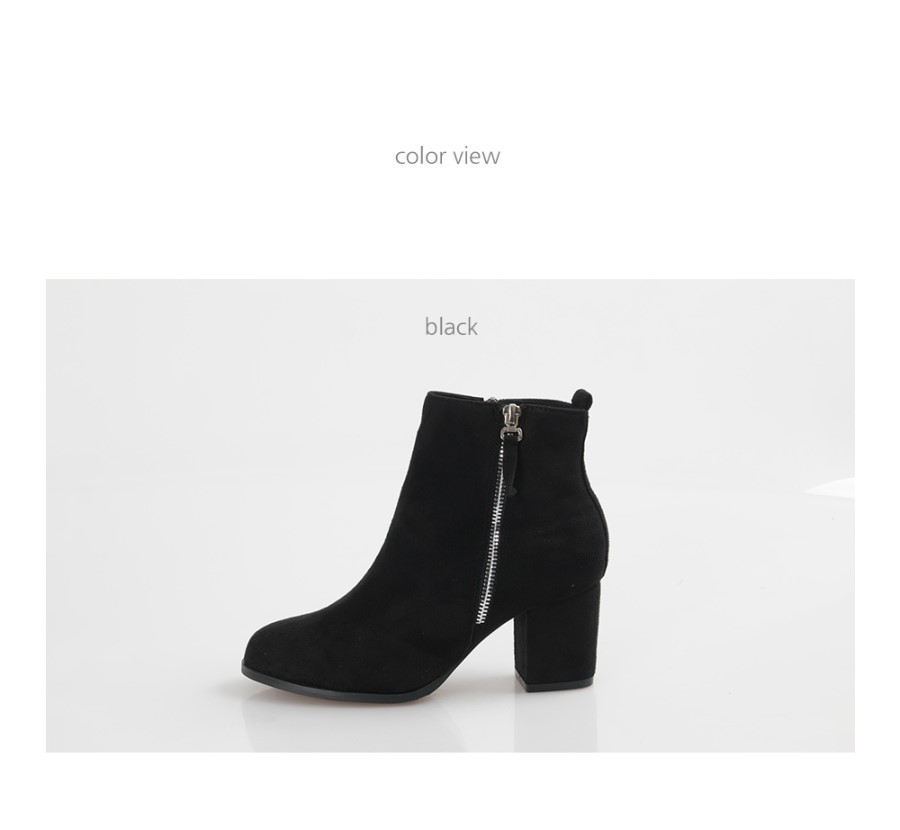 Suede side zipper Angle boots Heel 7cm Ankle middl