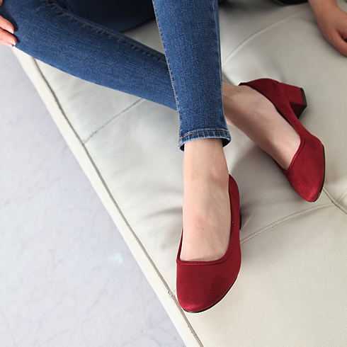 Mourning Suede Middle Heel Pumps 4cm Tongue Women 