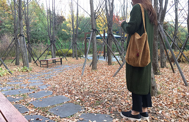 Cute shoulder bag casual college student corduroy 