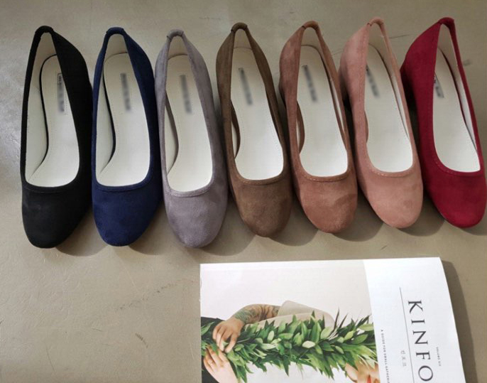 Mourning Suede Middle Heel Pumps 4cm Tongue Women 