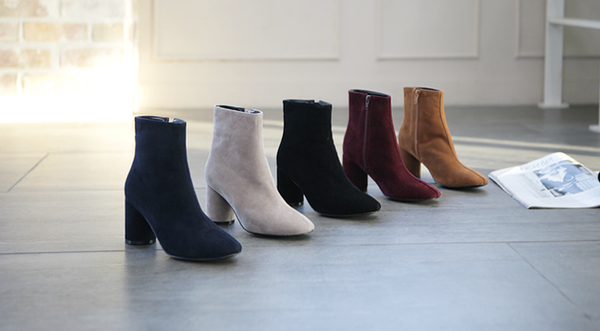 Mimein suede round nose toe angle booty boots 7cm 