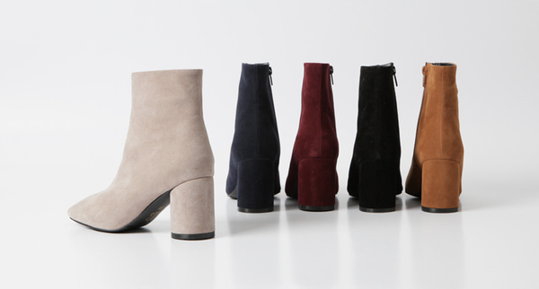 Mimein suede round nose toe angle booty boots 7cm 