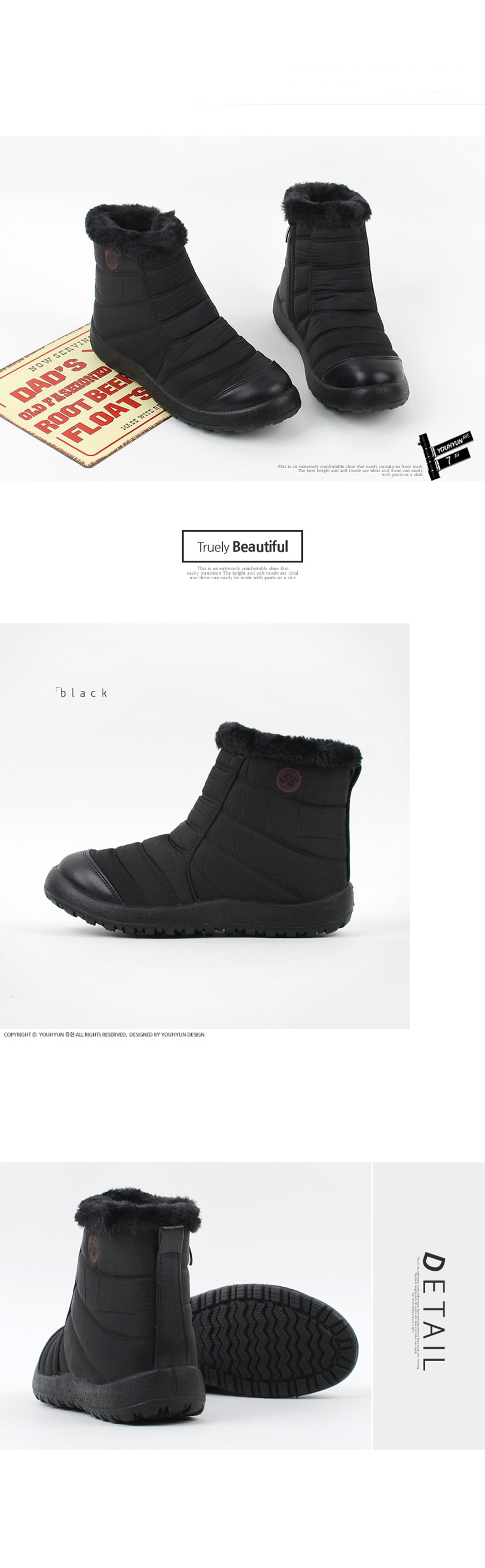 Fur Lining Boots 3cm warm winter Zip Half Snow