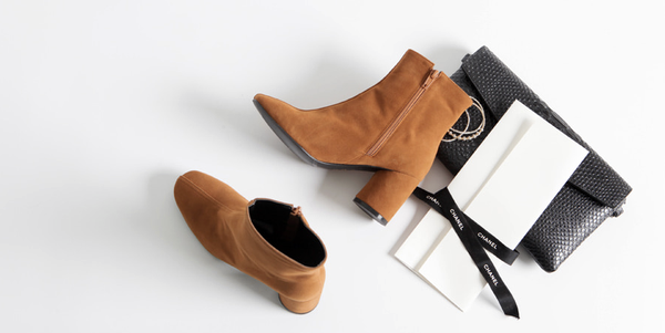 Mimein suede round nose toe angle booty boots 7cm 