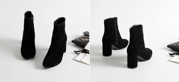 Mimein suede round nose toe angle booty boots 7cm 