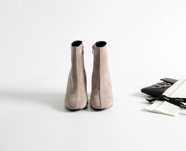 Mimein suede round nose toe angle booty boots 7cm 
