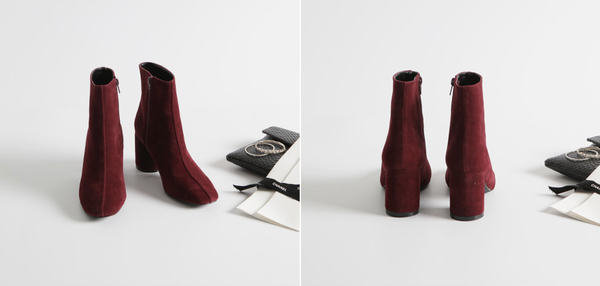 Mimein suede round nose toe angle booty boots 7cm 