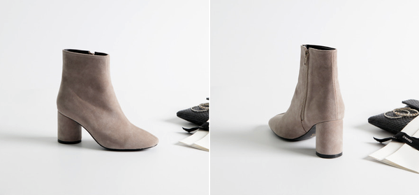 Mimein suede round nose toe angle booty boots 7cm 