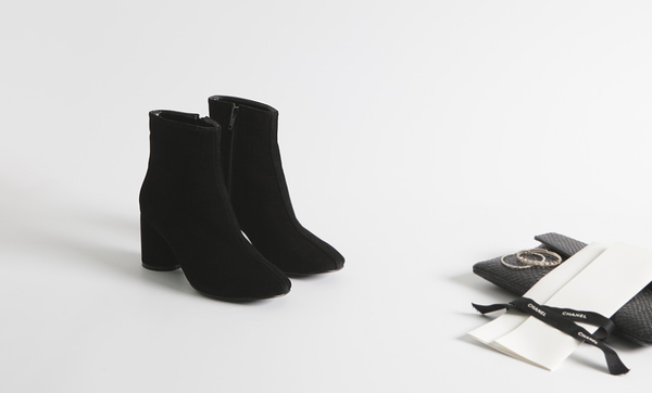 Mimein suede round nose toe angle booty boots 7cm 