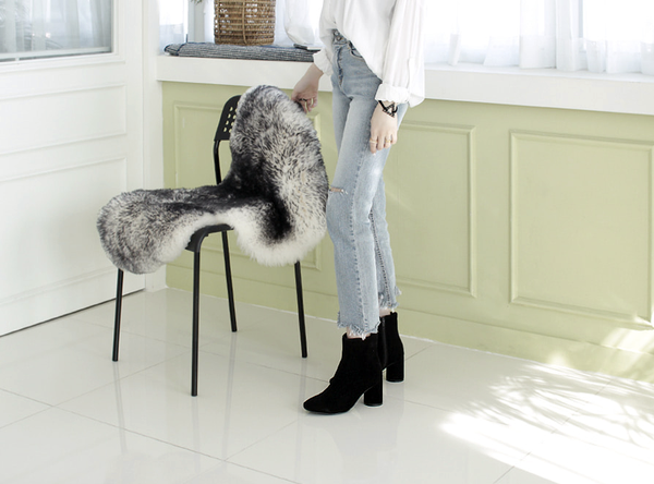 Mimein suede round nose toe angle booty boots 7cm 