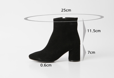 Mimein suede round nose toe angle booty boots 7cm 