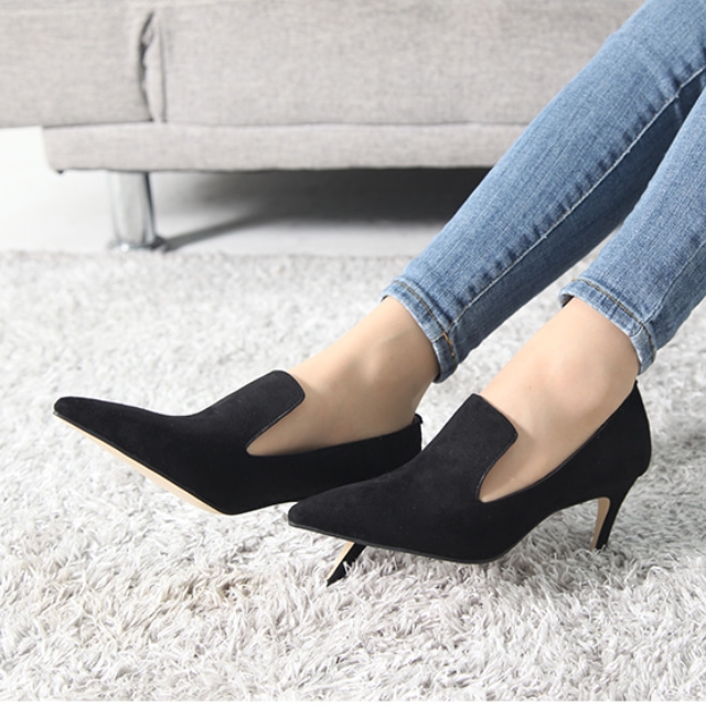 Suede Middle Heel Pumps 7.5cm Looper Heel Shoes La