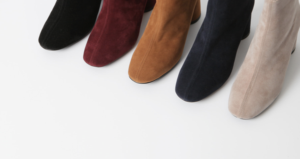 Mimein suede round nose toe angle booty boots 7cm 