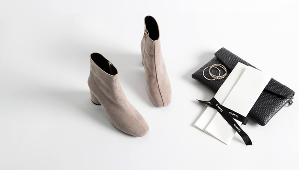 Mimein suede round nose toe angle booty boots 7cm 