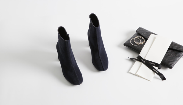 Mimein suede round nose toe angle booty boots 7cm 