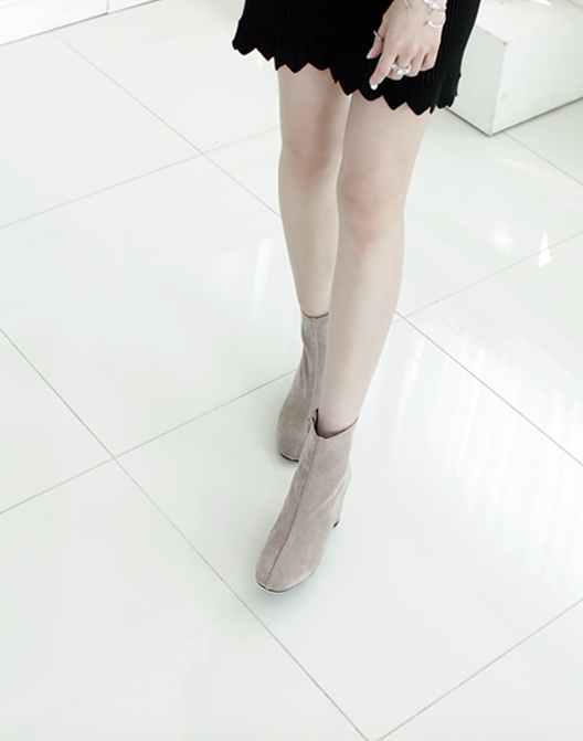 Mimein suede round nose toe angle booty boots 7cm 