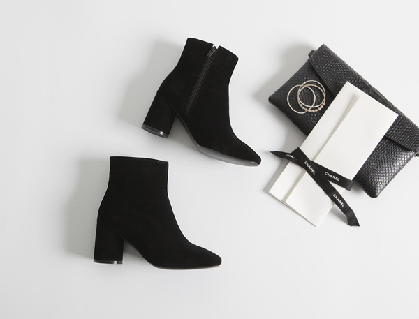 Mimein suede round nose toe angle booty boots 7cm 