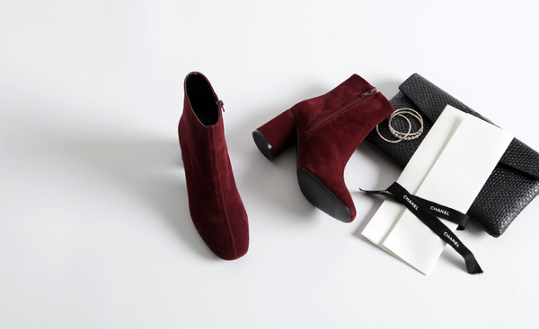 Mimein suede round nose toe angle booty boots 7cm 