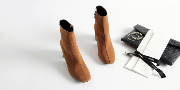 Mimein suede round nose toe angle booty boots 7cm 