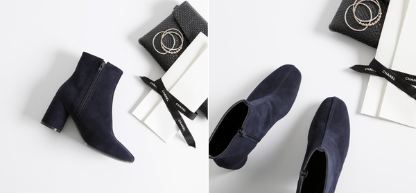 Mimein suede round nose toe angle booty boots 7cm 