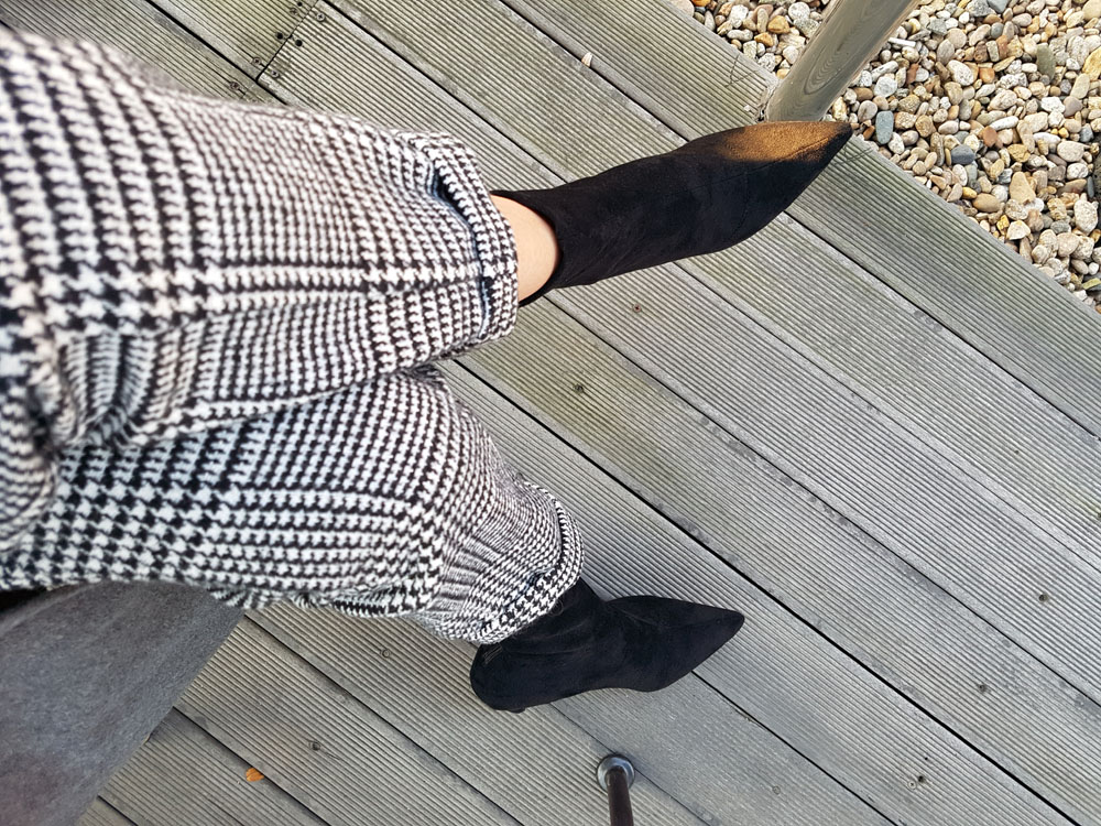 Suede Socks Span Ring Zip Ankle Boots 9cm Black Br