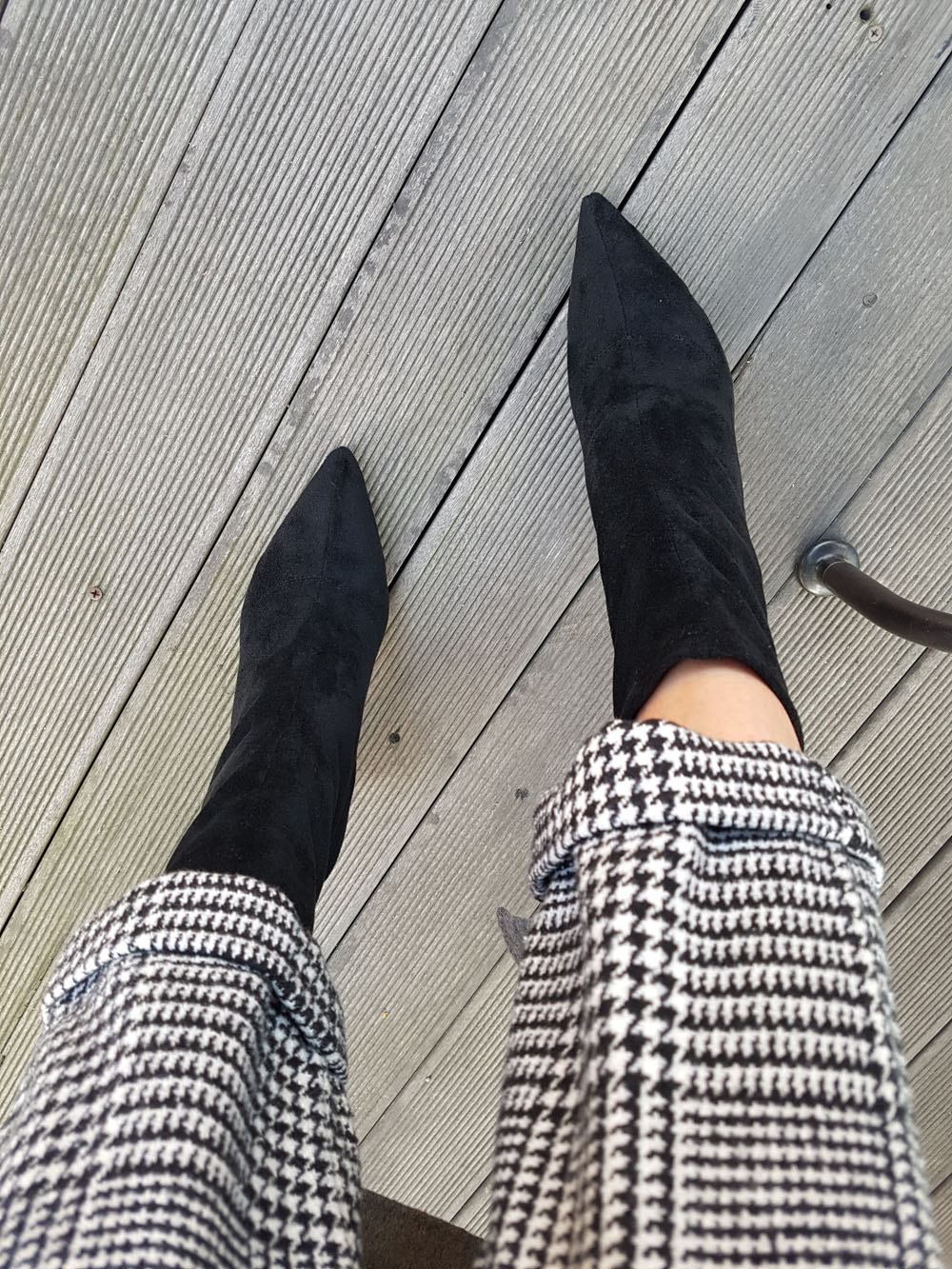 Suede Socks Span Ring Zip Ankle Boots 9cm Black Br