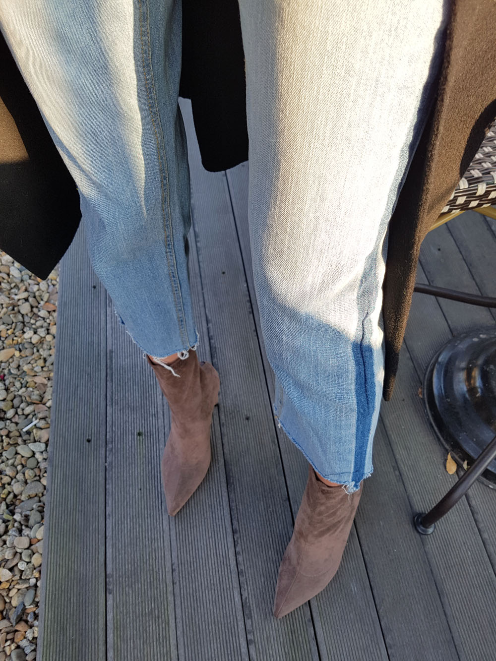 Suede Socks Span Ring Zip Ankle Boots 9cm Black Br