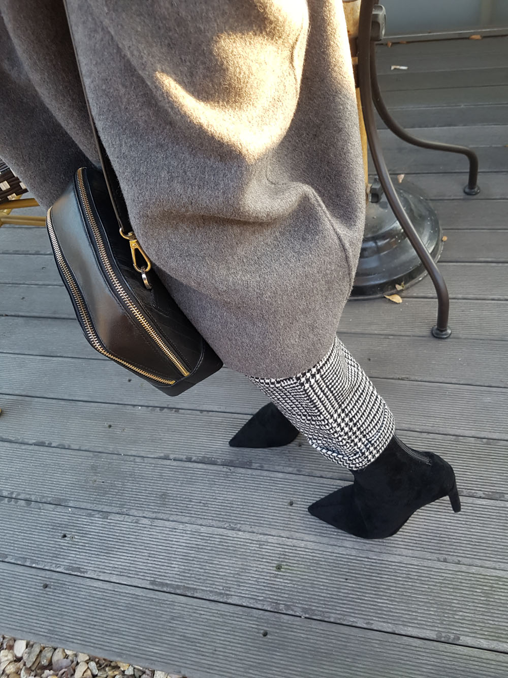 Suede Socks Span Ring Zip Ankle Boots 9cm Black Br