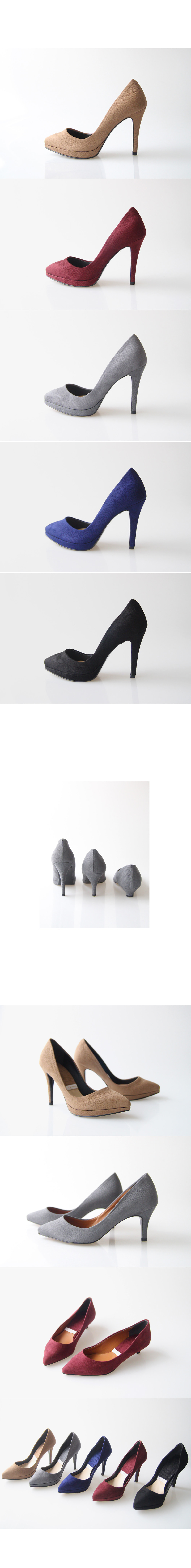 Mouton suede pumps 3cm flat, 7cm middle heel, 10cm