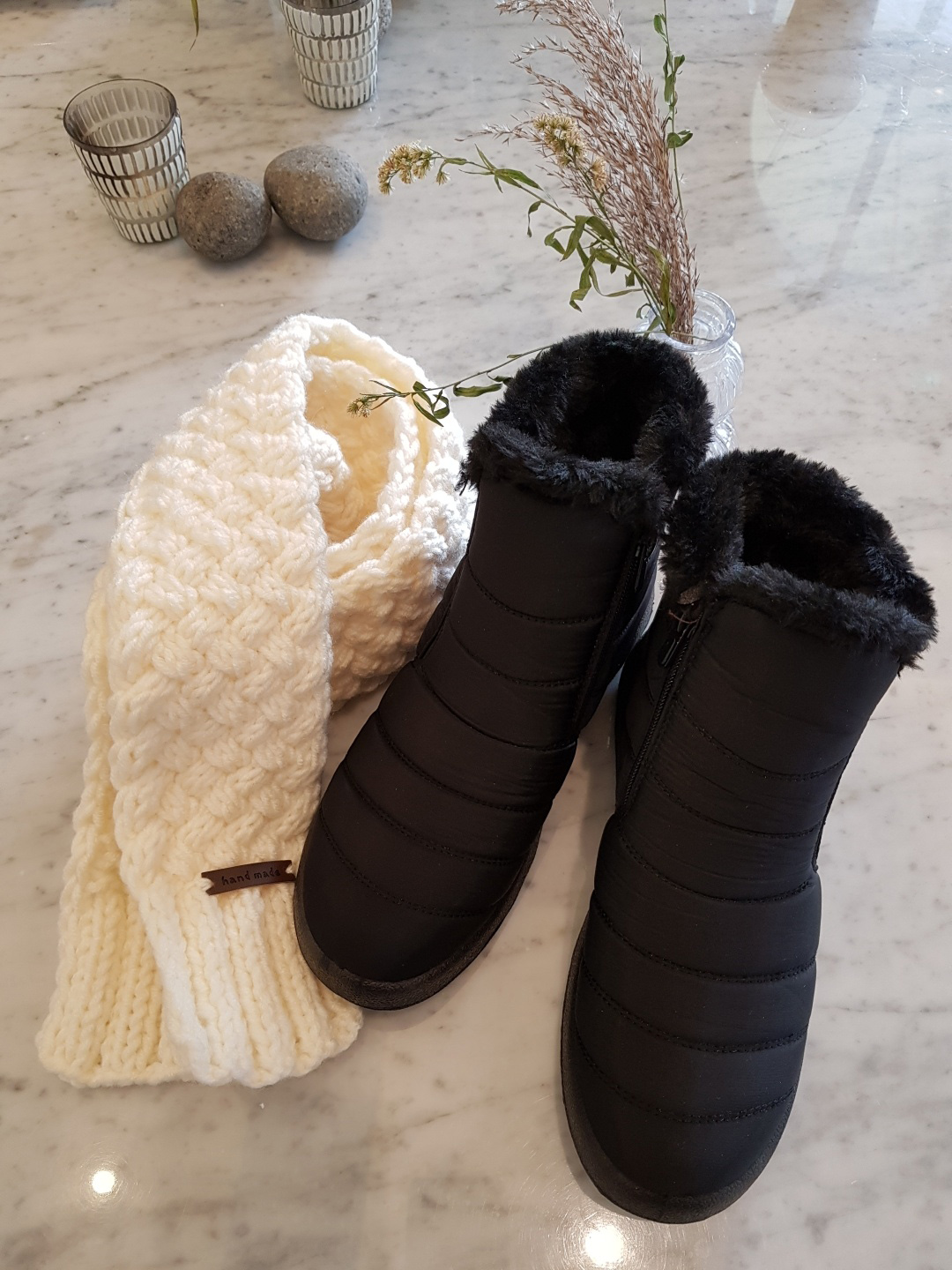 Warm padding boots winter shoes woman