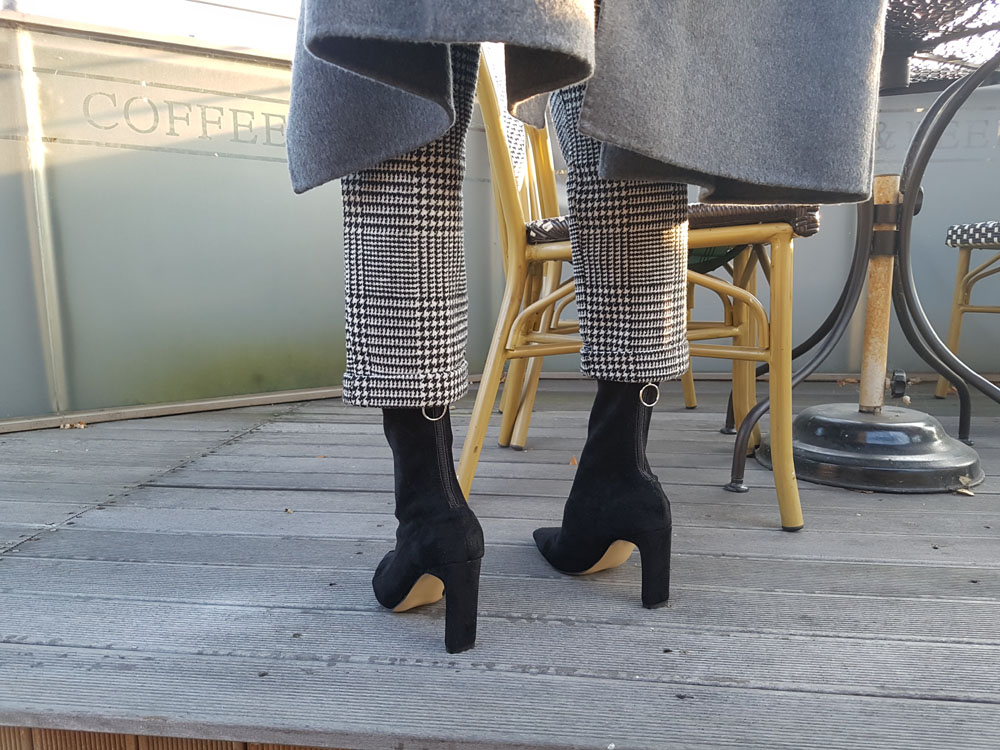 Suede Socks Span Ring Zip Ankle Boots 9cm Black Br