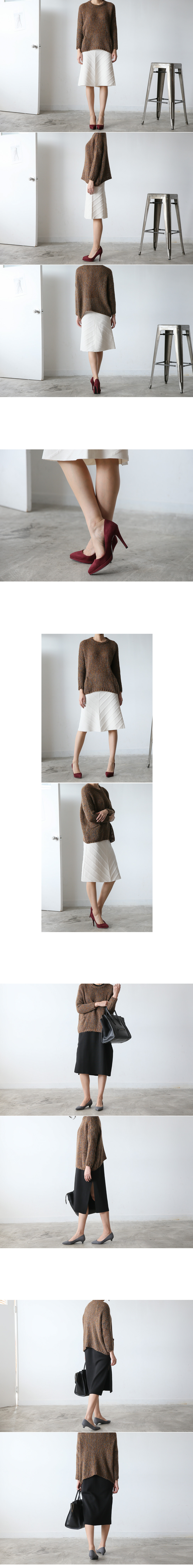 Mouton suede pumps 3cm flat, 7cm middle heel, 10cm